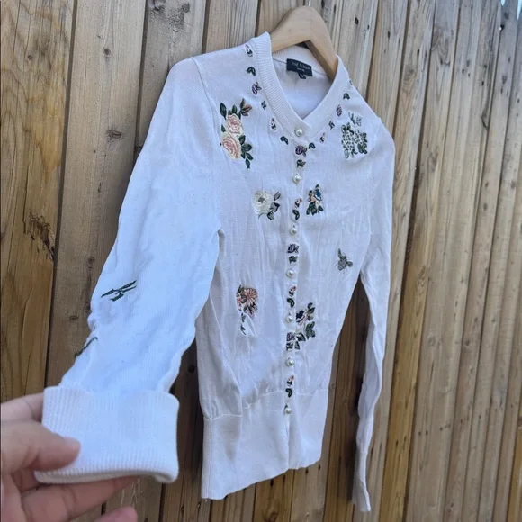 rag & bone White Knit embroidered cardigan - Picture 5 of 7